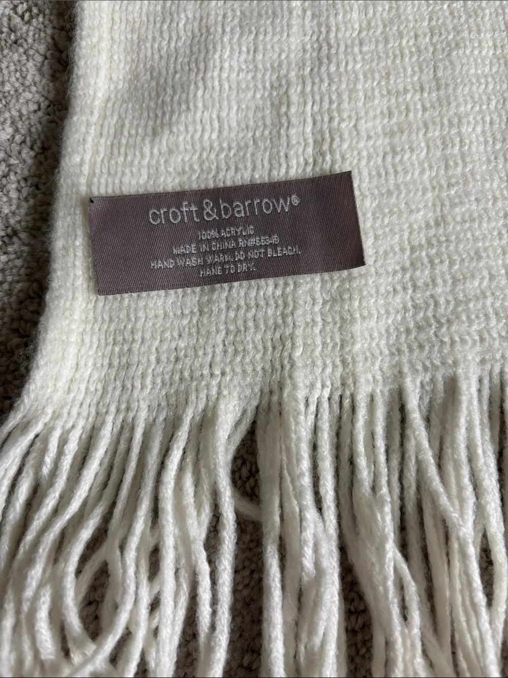 croft & barrow Cream Fringe Knit Scarf